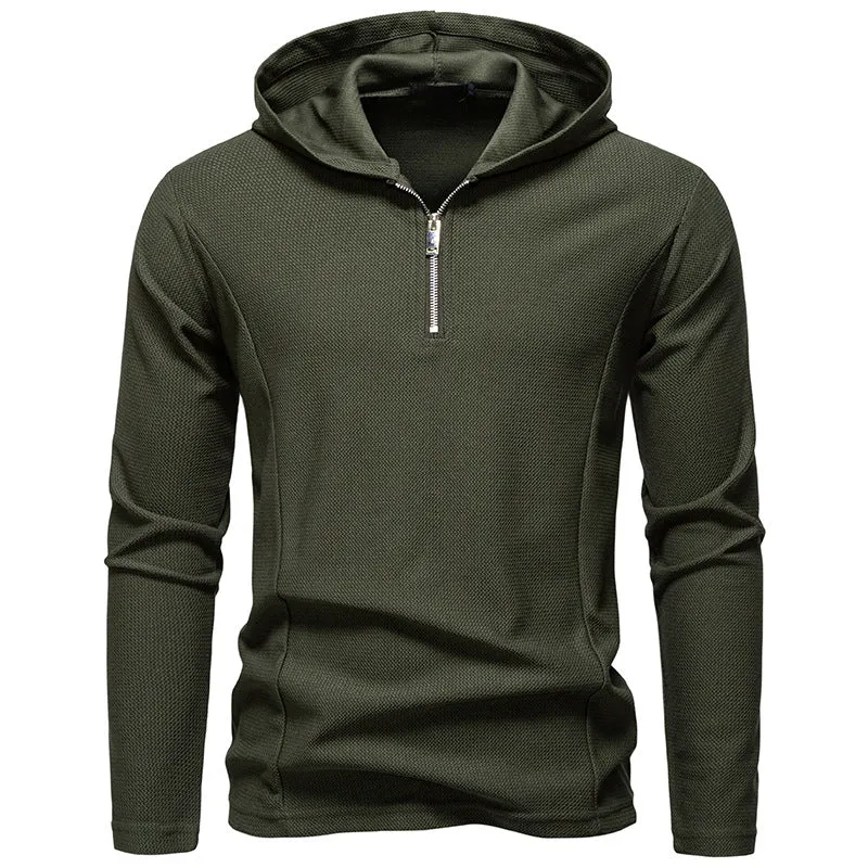 Herren Leichtes texturiertes Halbzip-Kapuzenpullover mit atmungsaktivem Mesh Nord Taschen