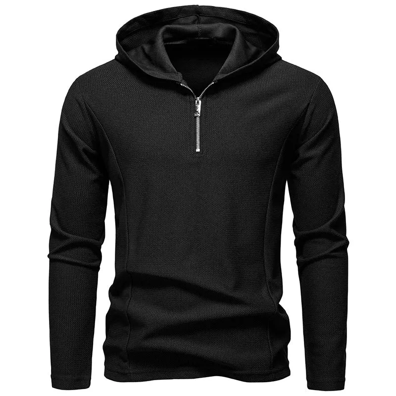 Herren Leichtes texturiertes Halbzip-Kapuzenpullover mit atmungsaktivem Mesh Nord Taschen