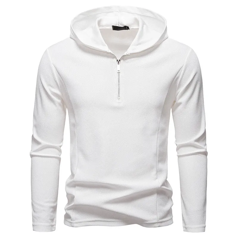 Herren Leichtes texturiertes Halbzip-Kapuzenpullover mit atmungsaktivem Mesh Nord Taschen