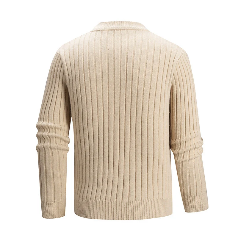 Herren Kabelstrick-Mockneck-Pullover aus feinem Wollmix mit Zopfmuster Nord Taschen