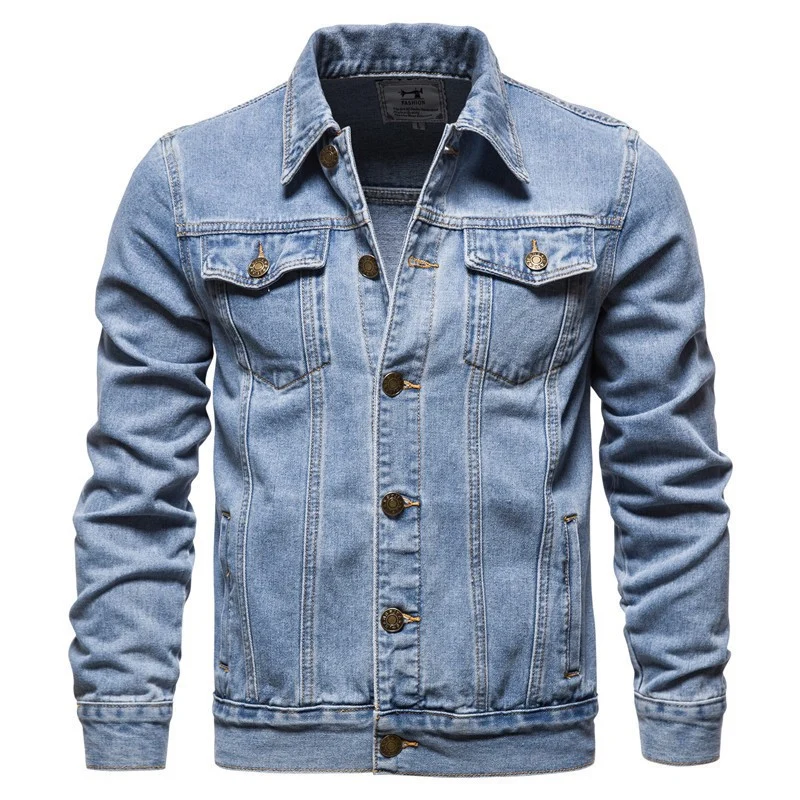 Herren Jeansjacke im Slim-Fit mit vertikaler Nahtstruktur und Brusttaschen Nord Taschen