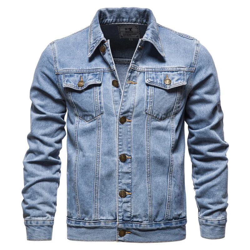 Herren Jeansjacke im Slim-Fit mit vertikaler Nahtstruktur und Brusttaschen Nord Taschen