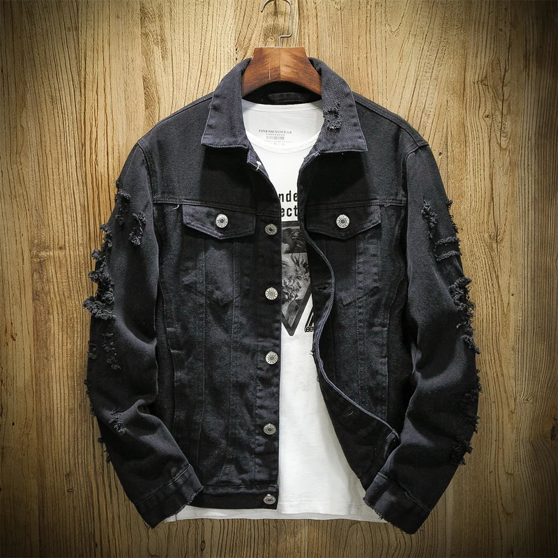 Herren Jeansjacke im Destroyed‑Look mit Rissdetails und aufgesetzten Brusttaschen Nord Taschen