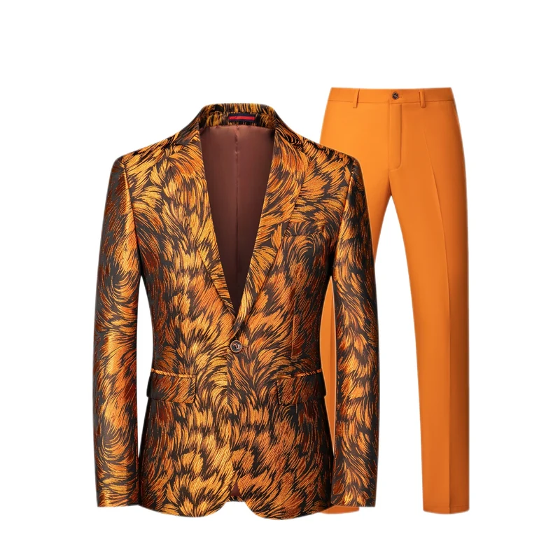Herren Jacquard-Sakko mit Slim-Fit Anzughose Nord Taschen