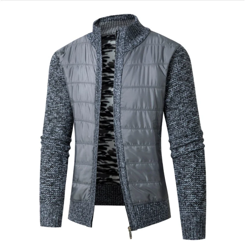 Herren Hybrid‑Strickjacke mit gesteppter Front und Stehkragen Nord Taschen