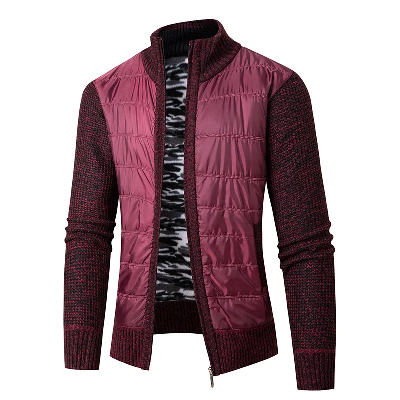Herren Hybrid‑Strickjacke mit gesteppter Front und Stehkragen Nord Taschen
