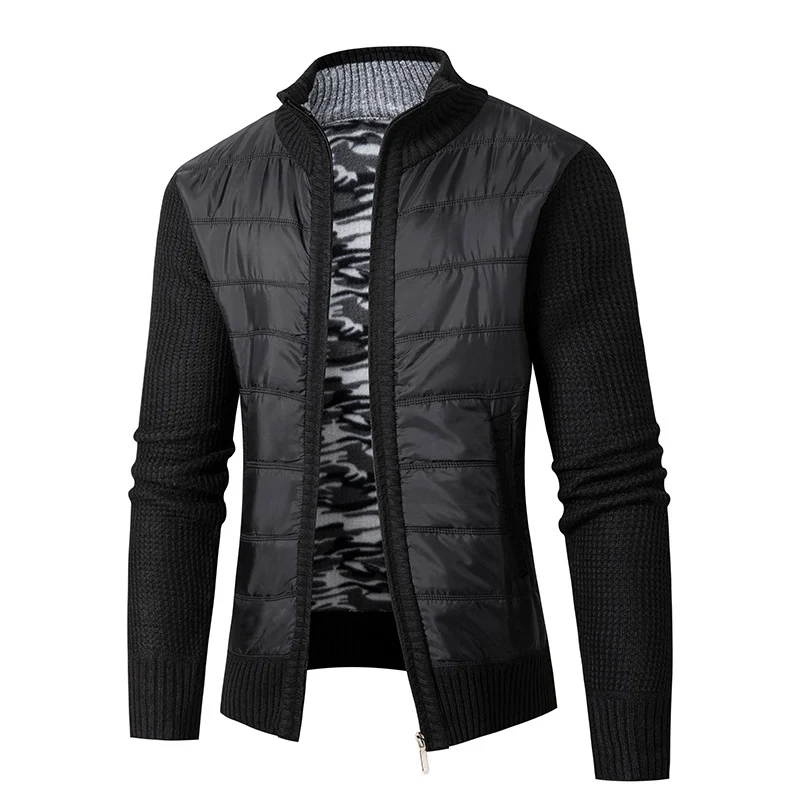 Herren Hybrid‑Strickjacke mit gesteppter Front und Stehkragen Nord Taschen