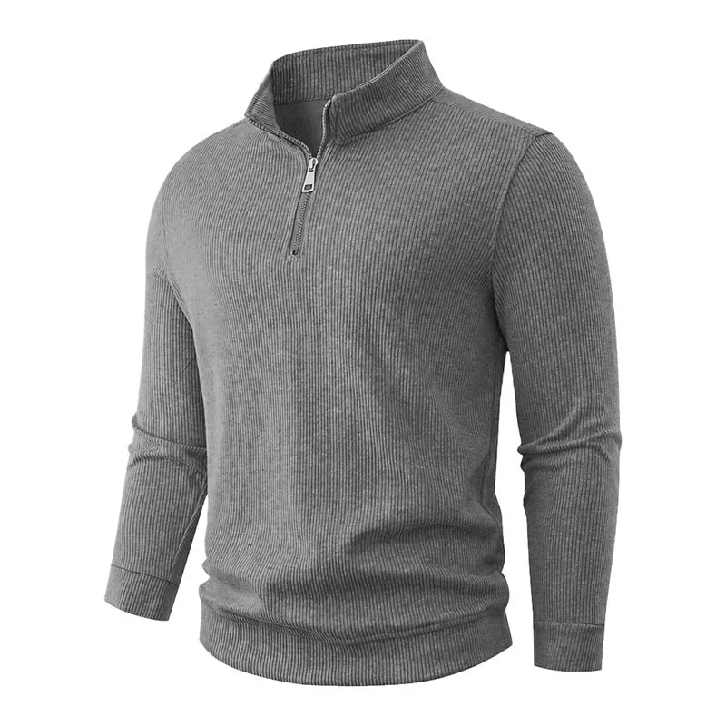 Herren Halbzip-Strickpullover mit Stehkragen und Rippstruktur Nord Taschen
