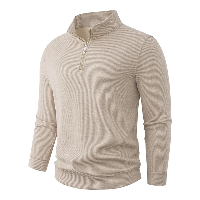 Herren Halbzip-Strickpullover mit Stehkragen und Rippstruktur Nord Taschen