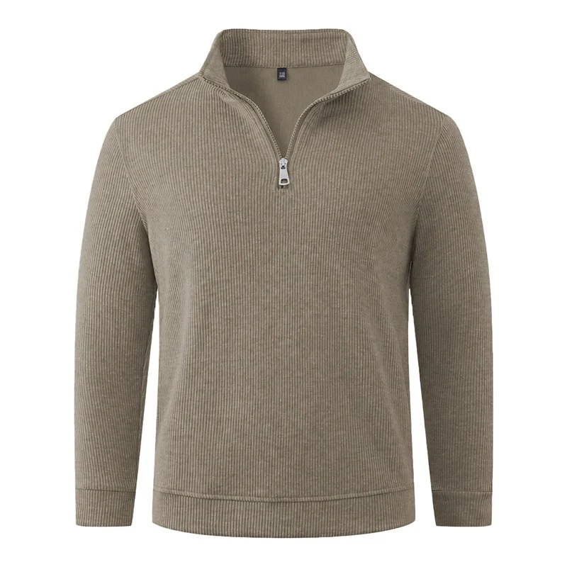 Herren Halbzip-Strickpullover mit Stehkragen und Rippstruktur Nord Taschen