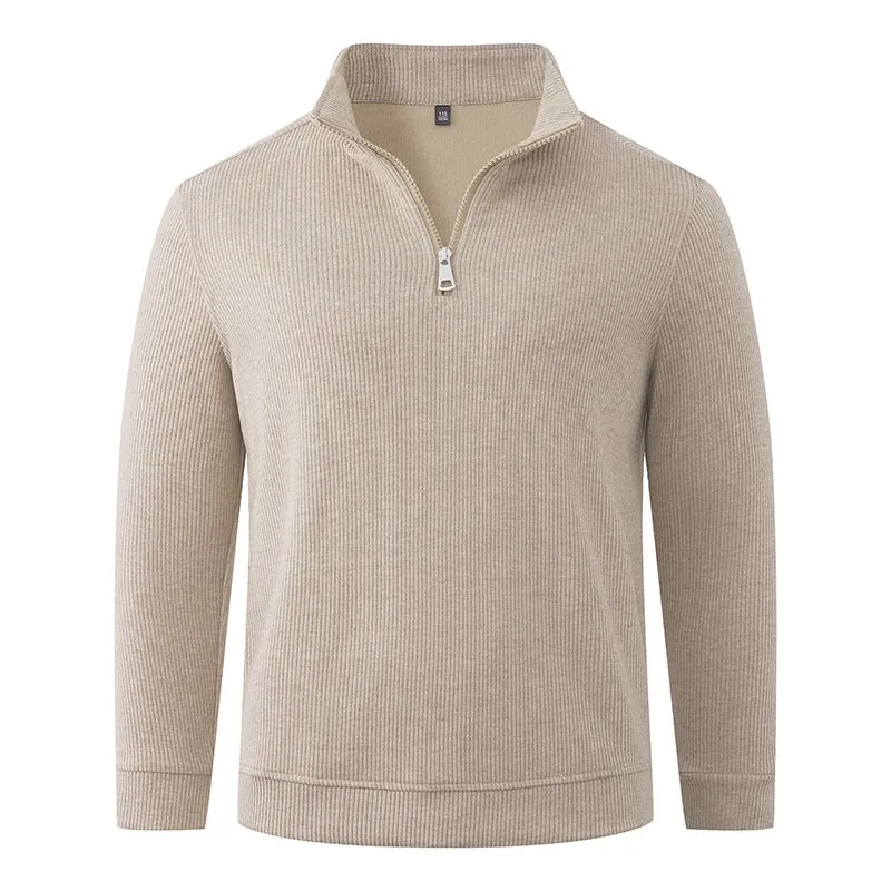 Herren Halbzip-Strickpullover mit Stehkragen und Rippstruktur Nord Taschen