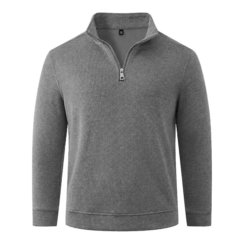 Herren Halbzip-Strickpullover mit Stehkragen und Rippstruktur Nord Taschen