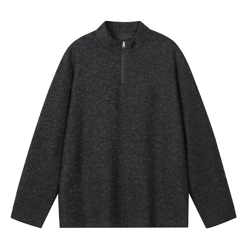 Herren Halbzip-Strickpullover mit Stehkragen und melierter Struktur Nord Taschen