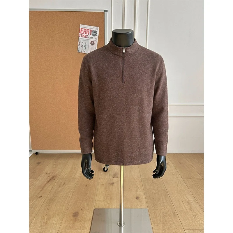 Herren Halbzip-Strickpullover mit Stehkragen und melierter Struktur Nord Taschen