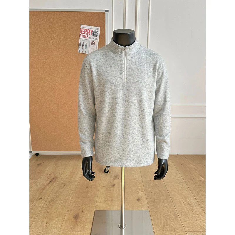 Herren Halbzip-Strickpullover mit Stehkragen und melierter Struktur Nord Taschen