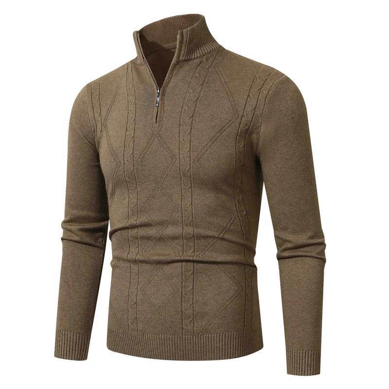 Herren Halbzip-Pullover aus Feinstrick mit geripptem Stehkragen Nord Taschen