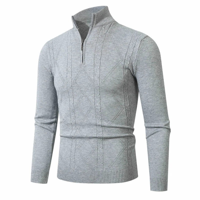 Herren Halbzip-Pullover aus Feinstrick mit geripptem Stehkragen Nord Taschen