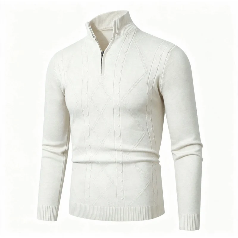 Herren Halbzip-Pullover aus Feinstrick mit geripptem Stehkragen Nord Taschen