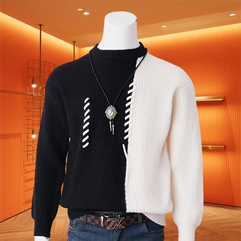 Herren Halbgeteilter Strickpullover mit Zierkordel-Detail Nord Taschen