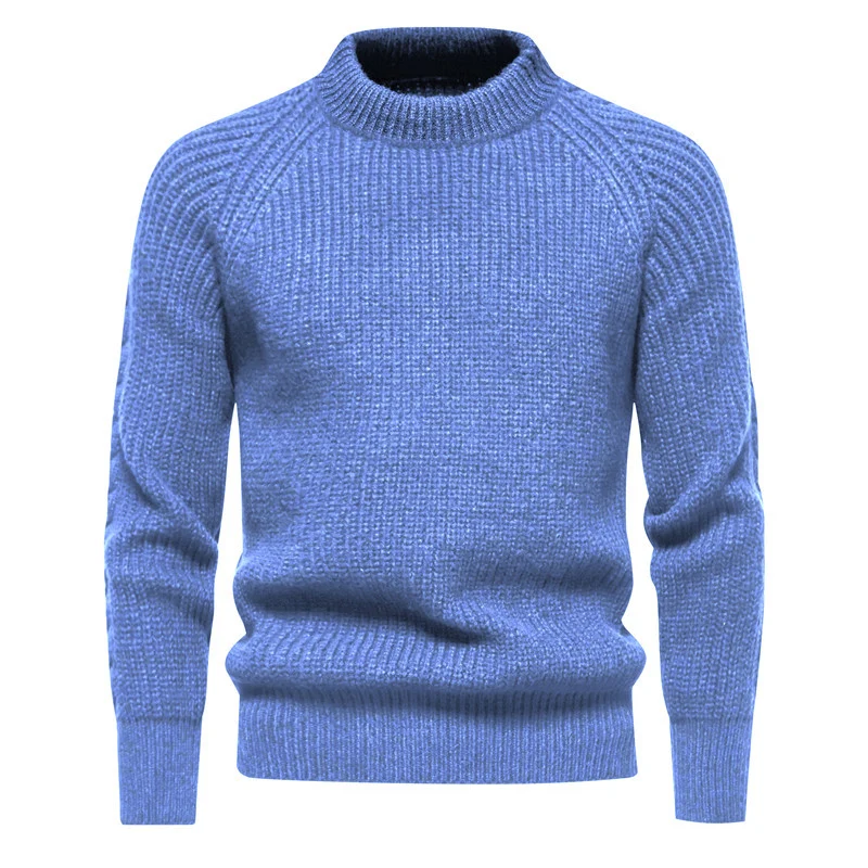 Herren Grobstruktur-Mockneck-Pullover mit verstärktem Rippenbund und Raglanärmeln Nord Taschen