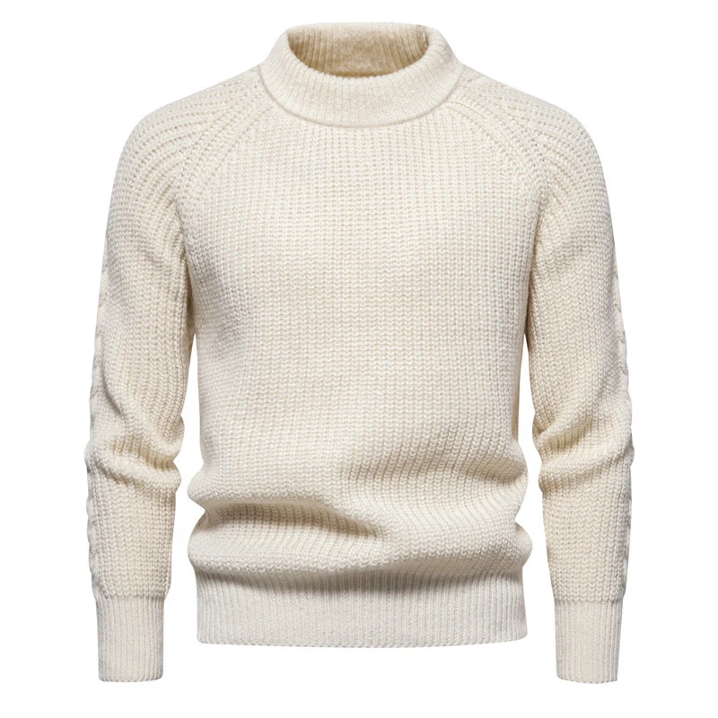 Herren Grobstruktur-Mockneck-Pullover mit verstärktem Rippenbund und Raglanärmeln Nord Taschen