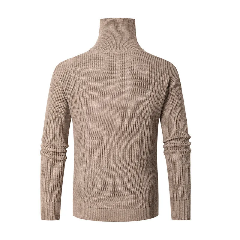 Herren Grobstruktur-Halbzip-Mockneck-Pullover aus thermoregulierendem Baumwollmix Nord Taschen