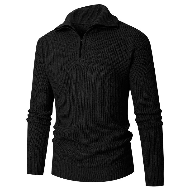 Herren Grobstruktur-Halbzip-Mockneck-Pullover aus thermoregulierendem Baumwollmix Nord Taschen