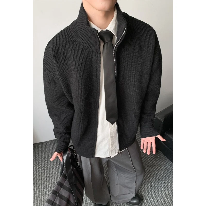 Herren Grobstrick-Zip-Jacke mit Stehkragen und geradem Oversize-Schnitt Nord Taschen