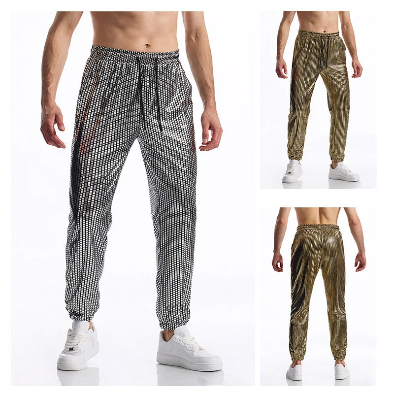 Herren Glamouröse Jogginghose mit Metallic‑Karo, elastischem Bund und schmaler Silhouette Nord Taschen