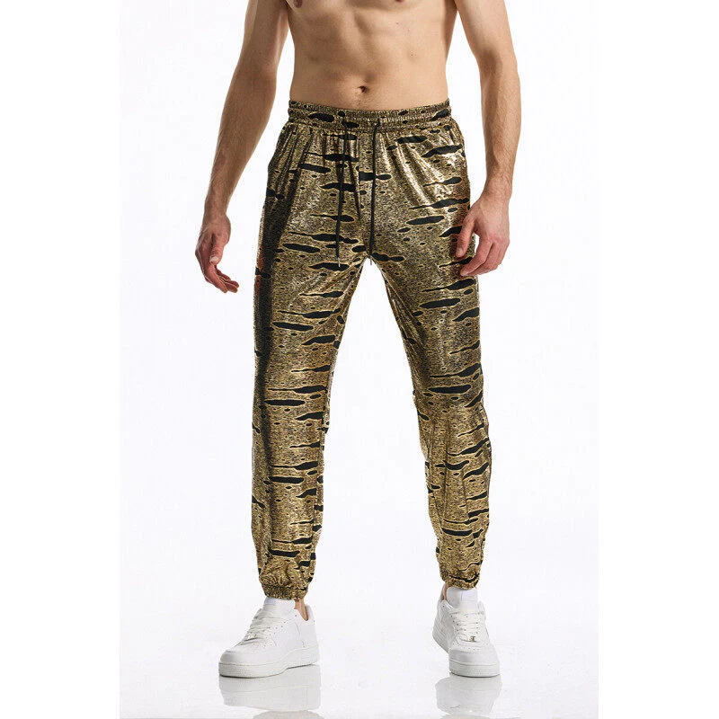 Herren Glamouröse Jogginghose mit Metallic‑Karo, elastischem Bund und schmaler Silhouette Nord Taschen