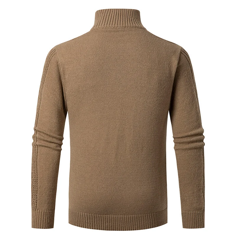 Herren Gestrickter Halbzip-Rollkragenpullover mit Zopfmuster und Rippbündchen Nord Taschen