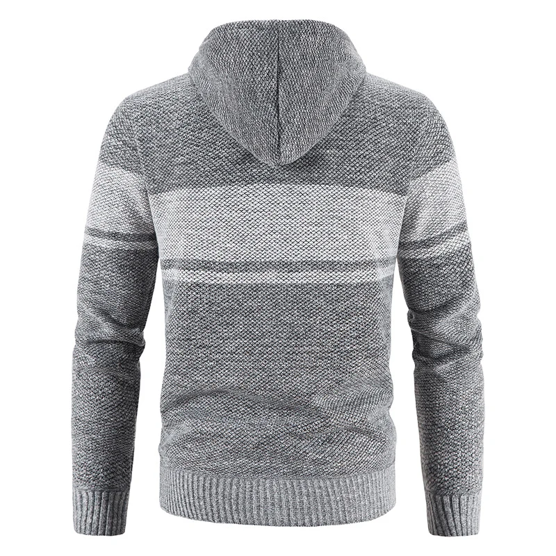Herren Gestrickte Kapuzen‑Strickjacke mit Teddyfutter und durchgehendem Reißverschluss Nord Taschen