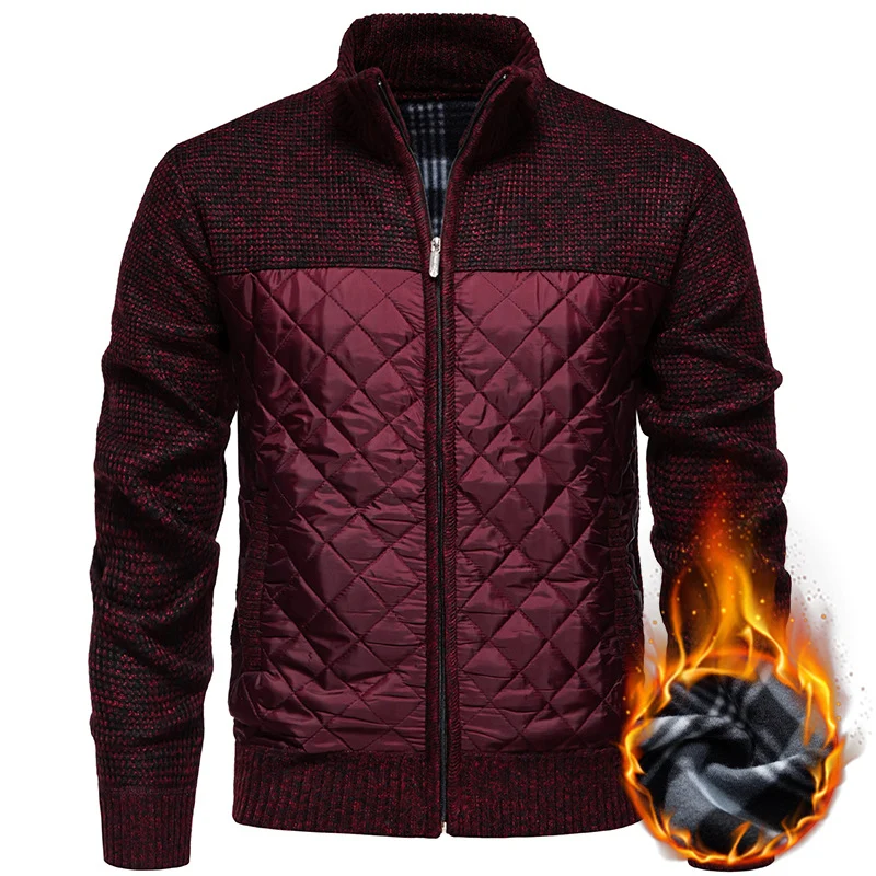 Herren Gestepptes Hybrid-Strickjacke mit Stehkragen und durchgehendem Reißverschluss Nord Taschen