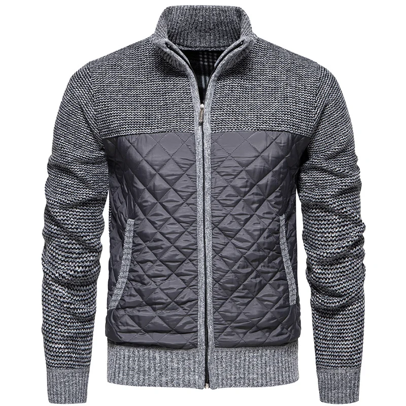 Herren Gestepptes Hybrid-Strickjacke mit Stehkragen und durchgehendem Reißverschluss Nord Taschen