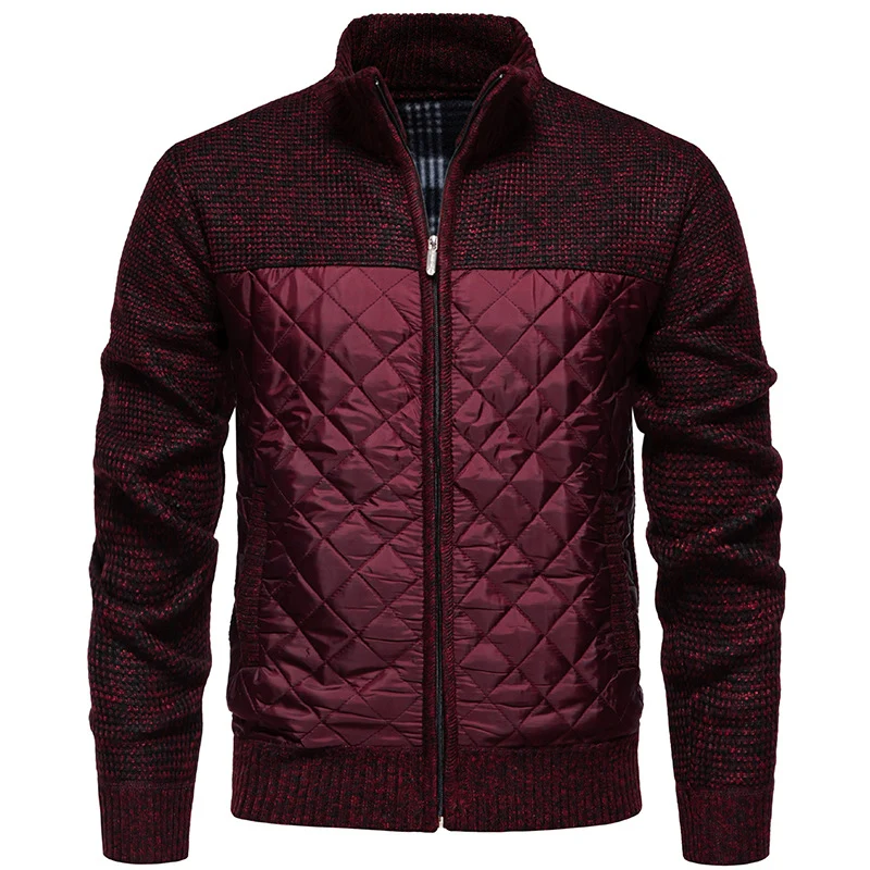 Herren Gestepptes Hybrid-Strickjacke mit Stehkragen und durchgehendem Reißverschluss Nord Taschen