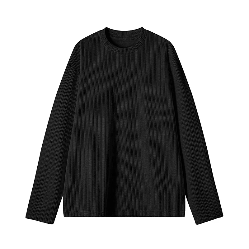 Herren Geripptes Langarmshirt aus Feinstrick mit Rundhalsausschnitt Nord Taschen