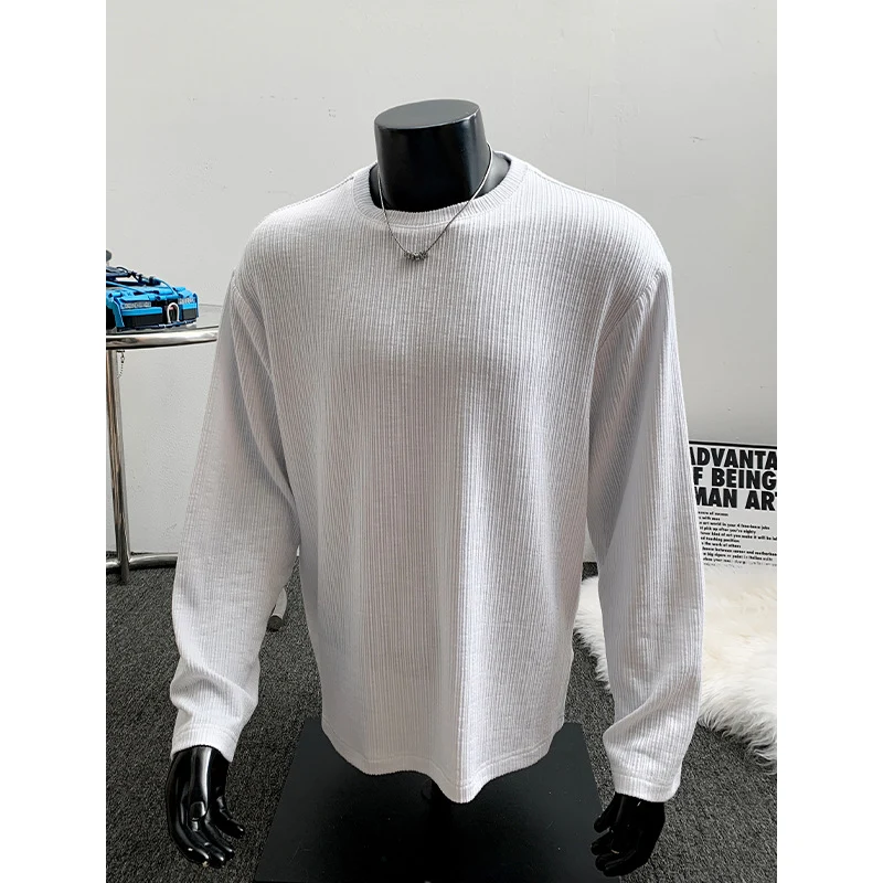 Herren Geripptes Langarmshirt aus Feinstrick mit Rundhalsausschnitt Nord Taschen