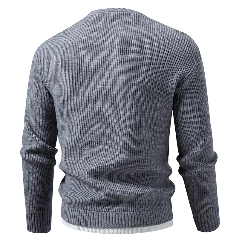 Herren Gerippter Strickpullover mit V-Notch und Lagenlook Nord Taschen