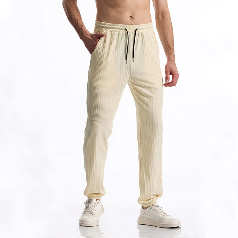 Herren Gerippte Loungehose mit elastischem Bund und Kordelzug Nord Taschen