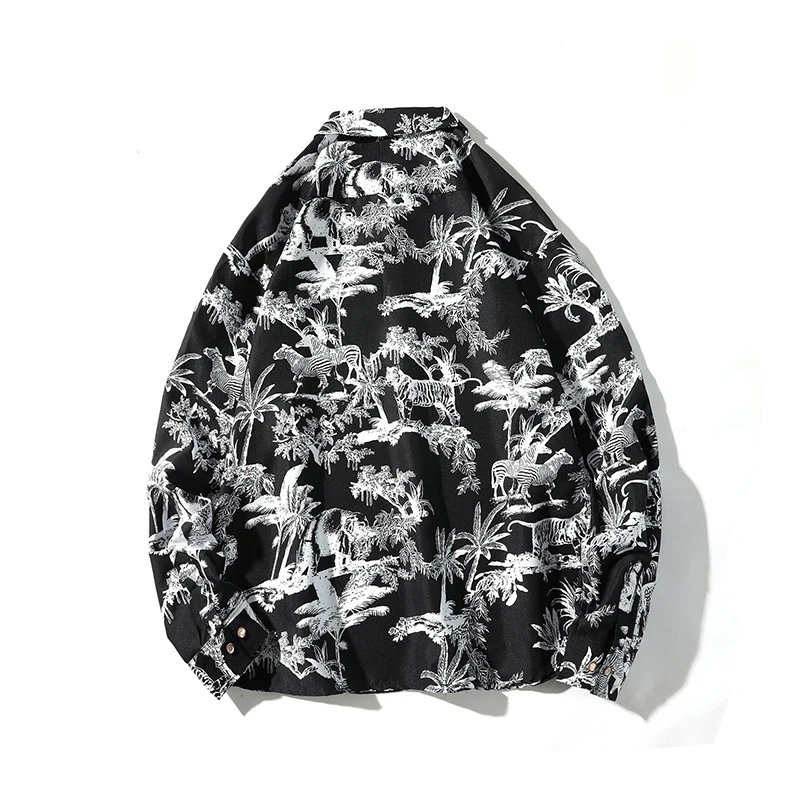 Herren Gemustertes Oversize-Hemd mit tropischem Animal-Print Nord Taschen