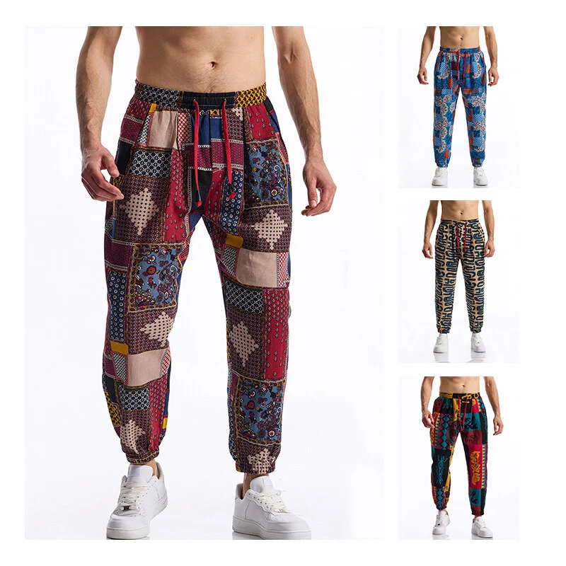 Herren Gemusterte Relaxed-Fit Loungehose mit Tunnelzug, elastischem Bund und Gummibündchen Nord Taschen