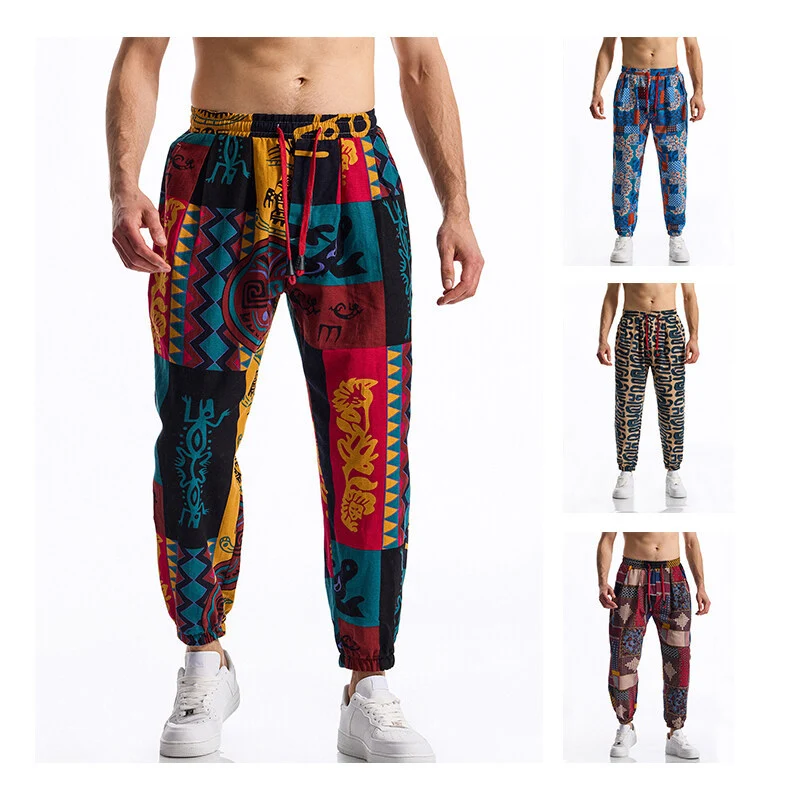 Herren Gemusterte Relaxed-Fit Loungehose mit Tunnelzug, elastischem Bund und Gummibündchen Nord Taschen