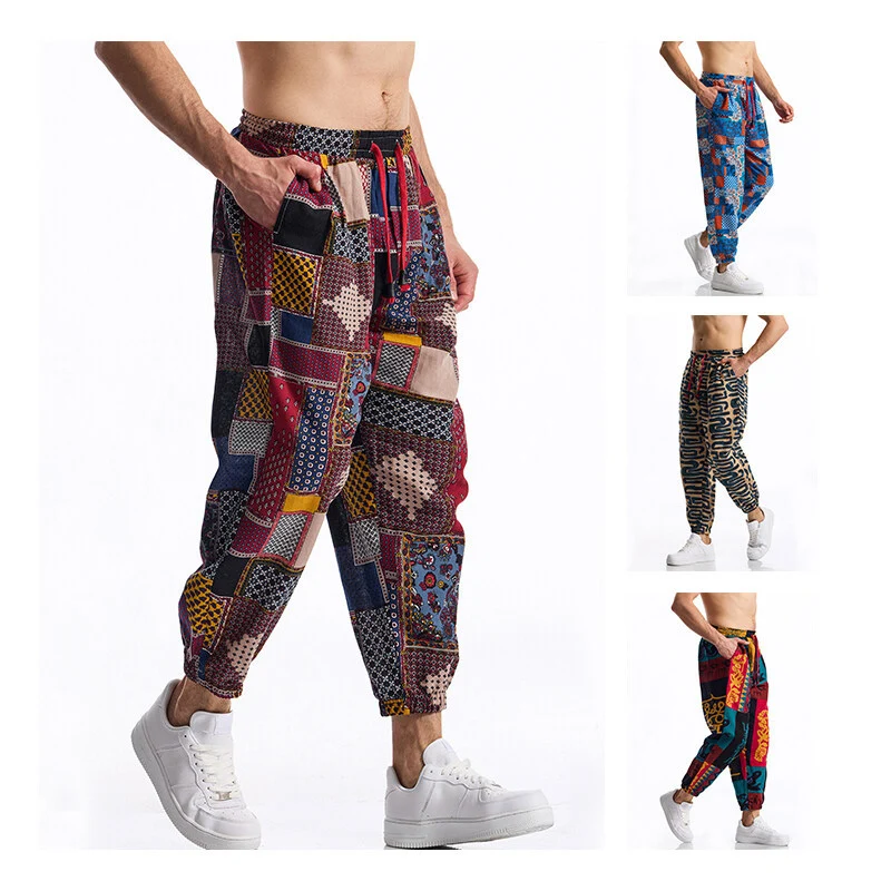 Herren Gemusterte Relaxed-Fit Loungehose mit Tunnelzug, elastischem Bund und Gummibündchen Nord Taschen