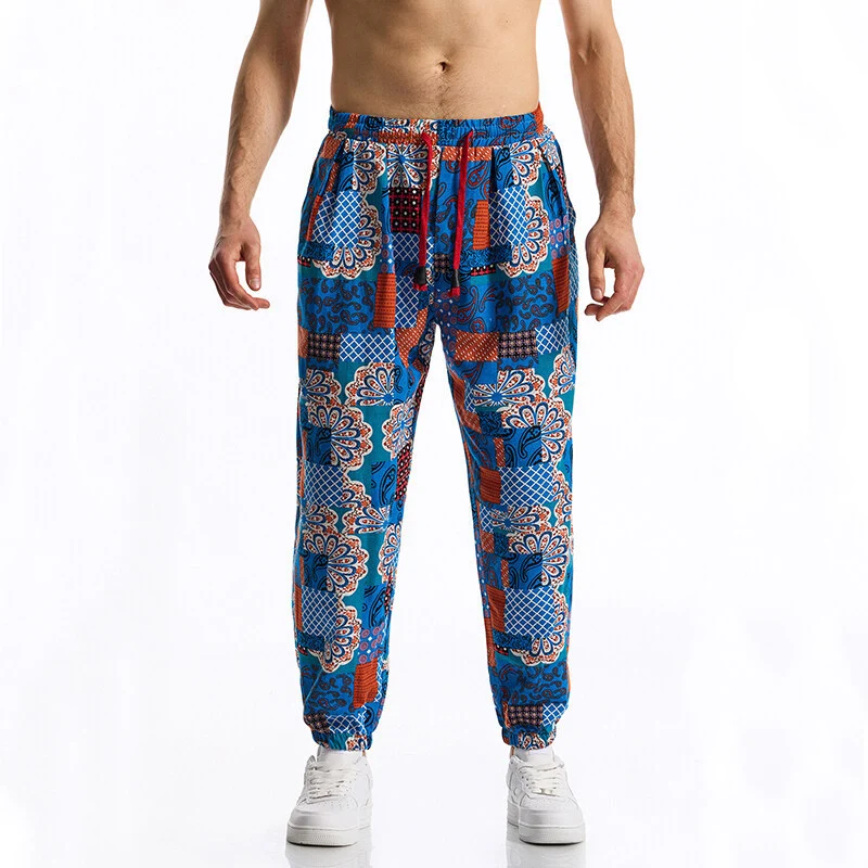 Herren Gemusterte Relaxed-Fit Loungehose mit Tunnelzug, elastischem Bund und Gummibündchen Nord Taschen