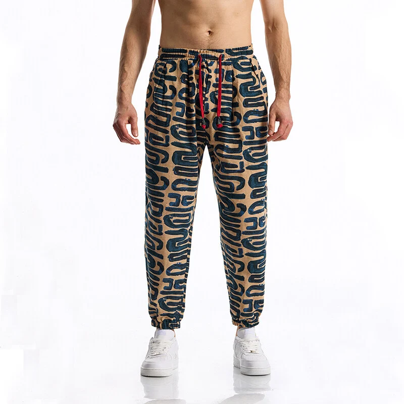Herren Gemusterte Relaxed-Fit Loungehose mit Tunnelzug, elastischem Bund und Gummibündchen Nord Taschen