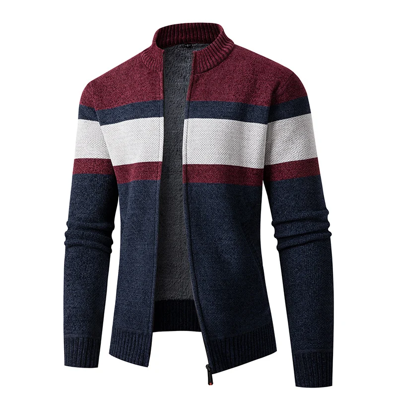 Herren Gefütterte Strickjacke mit durchgehendem Reißverschluss und Teddyfutter Nord Taschen