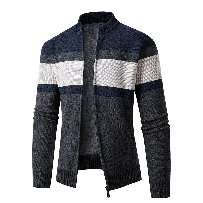 Herren Gefütterte Strickjacke mit durchgehendem Reißverschluss und Teddyfutter Nord Taschen