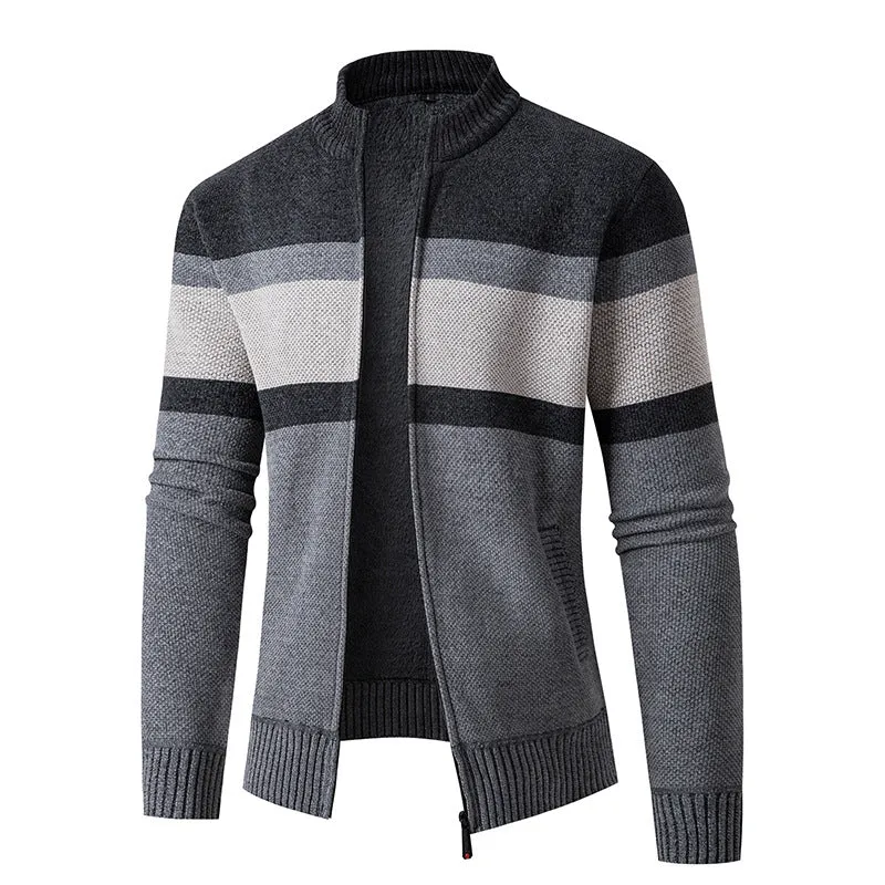 Herren Gefütterte Strickjacke mit durchgehendem Reißverschluss und Teddyfutter Nord Taschen