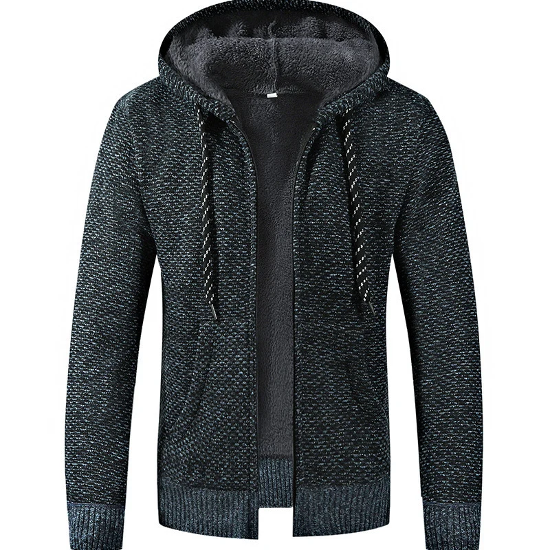 Herren Gefütterte Kapuzen‑Strickjacke mit Teddyfutter und durchgehendem Reißverschluss Nord Taschen