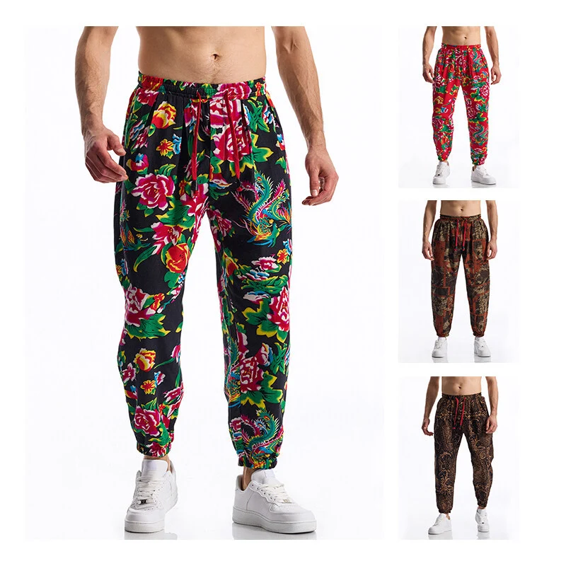 Herren Floral bedruckte Relaxed-Fit Jogginghose mit elastischem Bund und Kordelzug Nord Taschen